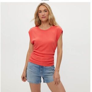 Michael Stars Joni Crew Power Shoulder Tee. NWT.  Small.  Persimmon.